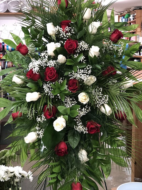 Red and white spray