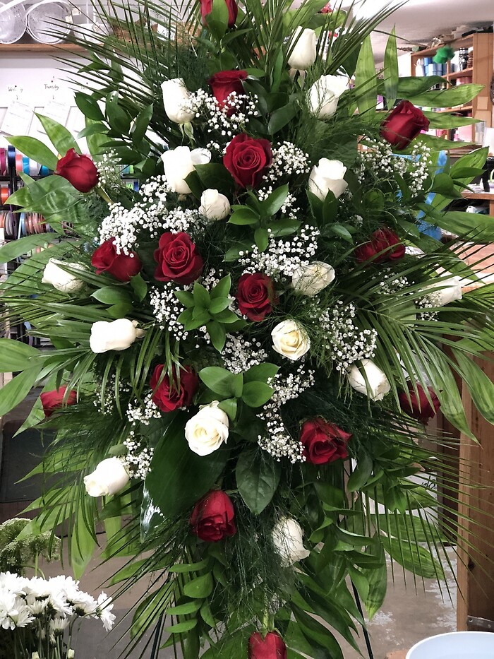 Red and white spray