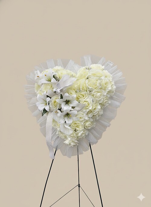 White Silk Dove Heart