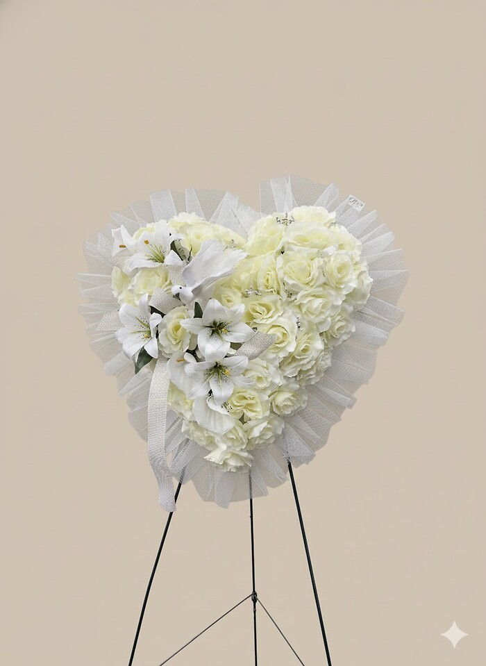 White Silk Dove Heart